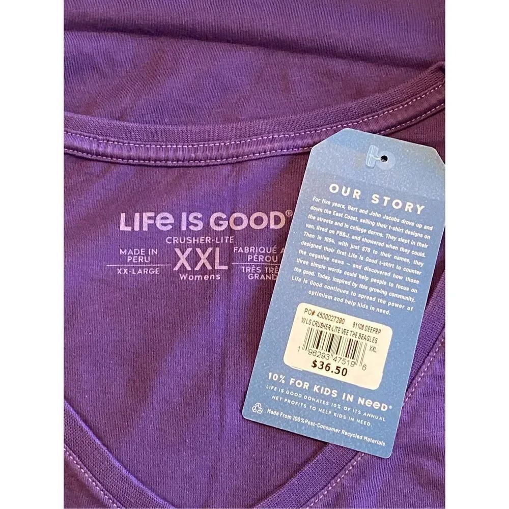 LIFE IS GOOD Womens XXLARGE Beagles Long Sleeve Tee - Picture 4 of 10